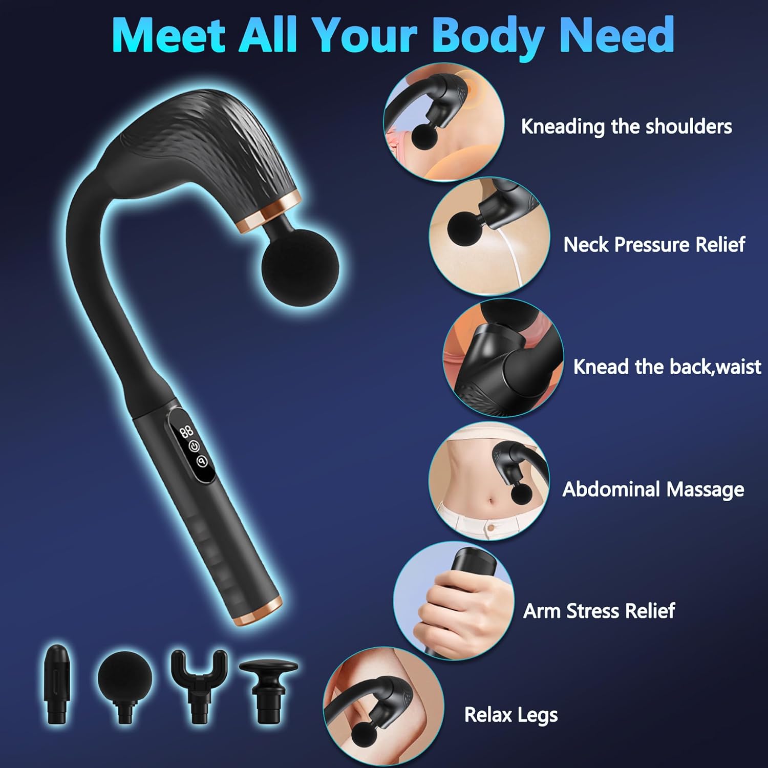 Massage Gun with Upgraded Extension Handle