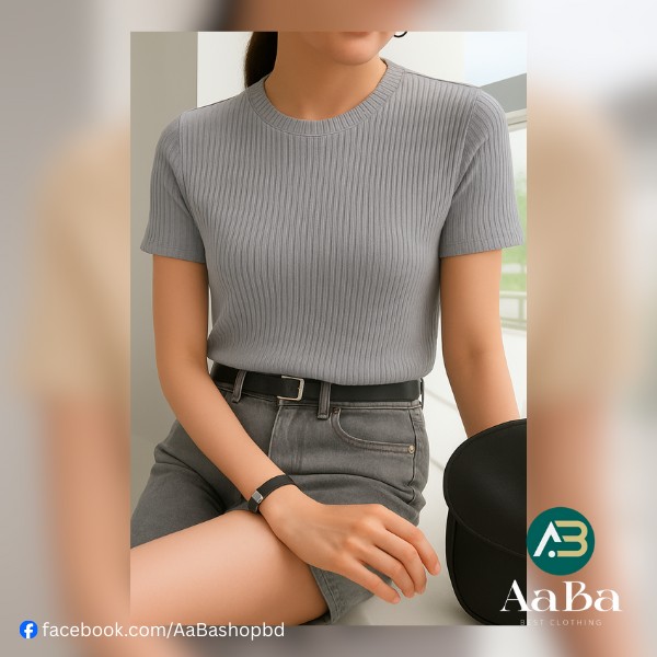 Premium Ribbed Womens Half Sleeve T-Shirt