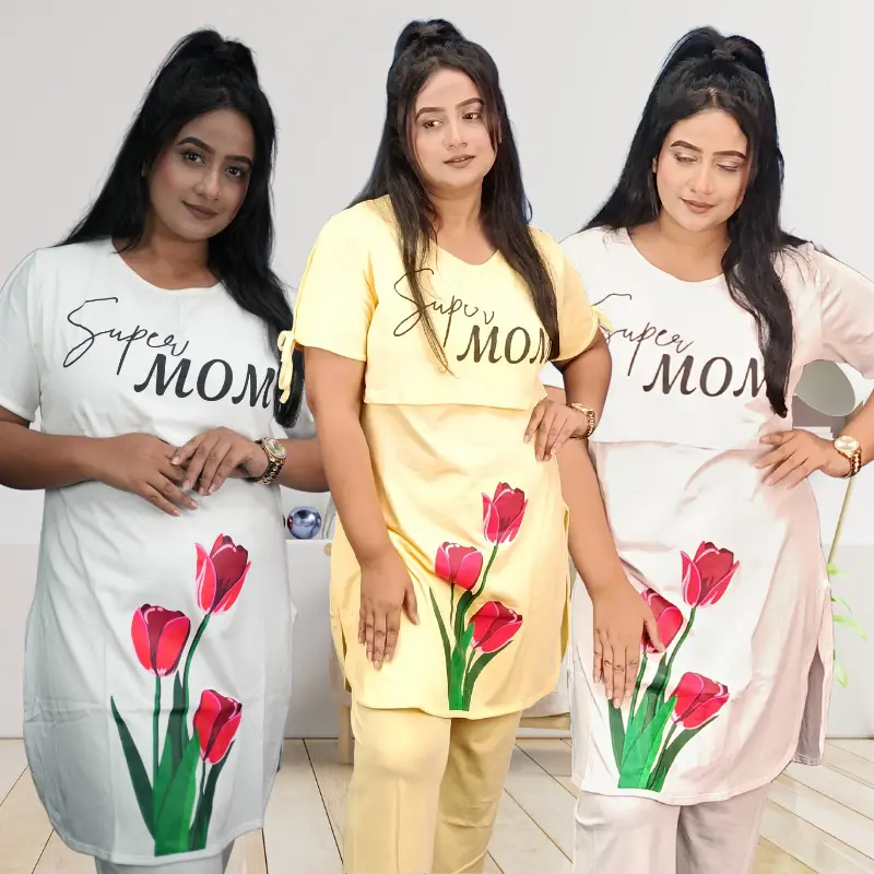 ব্রেস্ট ফিডিং নার্সিং পিজি টি-শার্ট-Breast Feeding Nursing PG T-Shirt Set