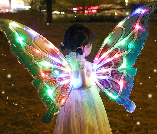 Moving elf wings electric butterfly wings dog Angel back decoration children's luminous toy little girl gift