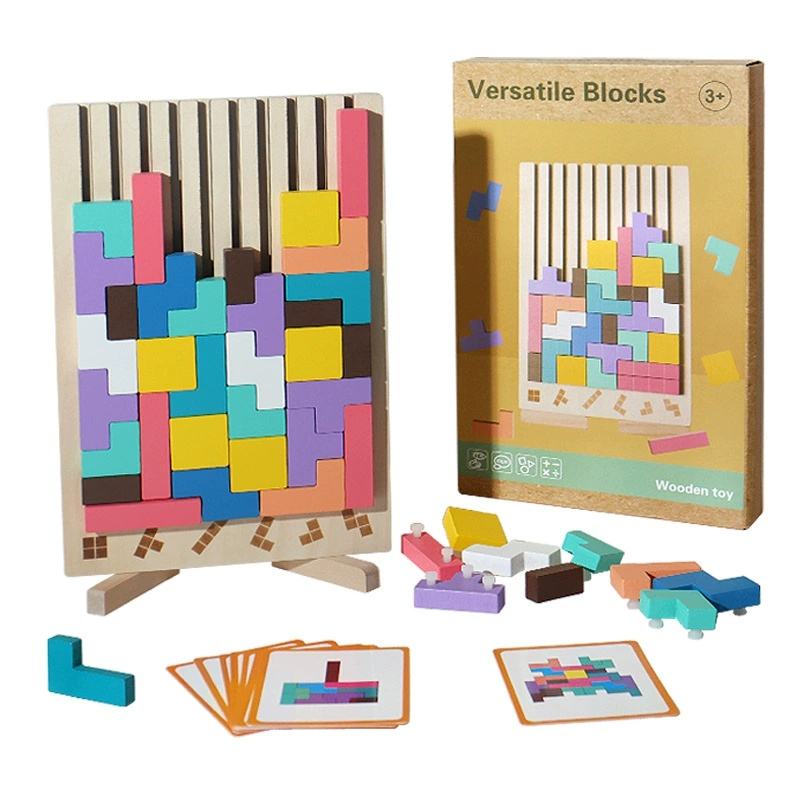 3D Montessori Russian Block Puzzle Wooden Educational Toys for Kindergarten kids