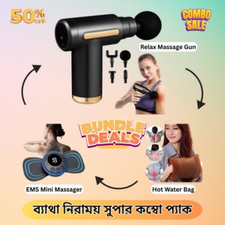 (Combo) Relax Massage Gun + EMS Mini Massager + Hot Water Bag