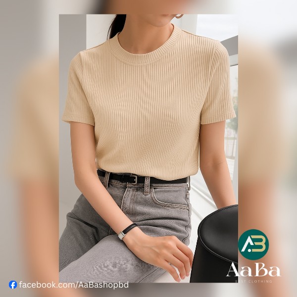 Premium Ribbed Womens Half Sleeve T-Shirt