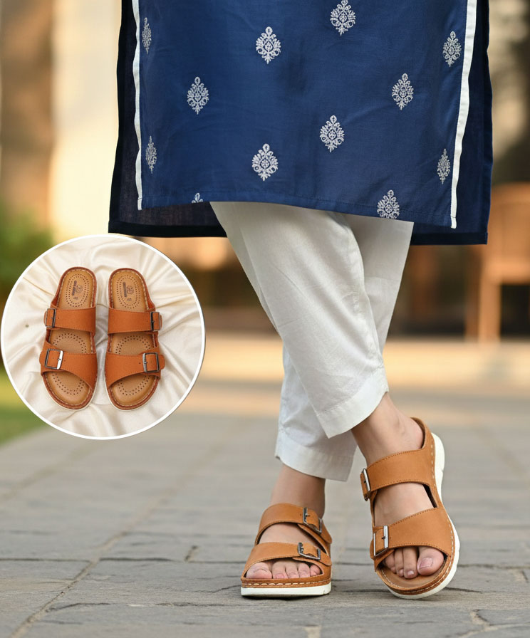 Dipti Womens Leather Doctor Sandal। Most Soft and Comfort। Relief foot pain and heel pain। 100% Genuine Leather Guaranteed ।