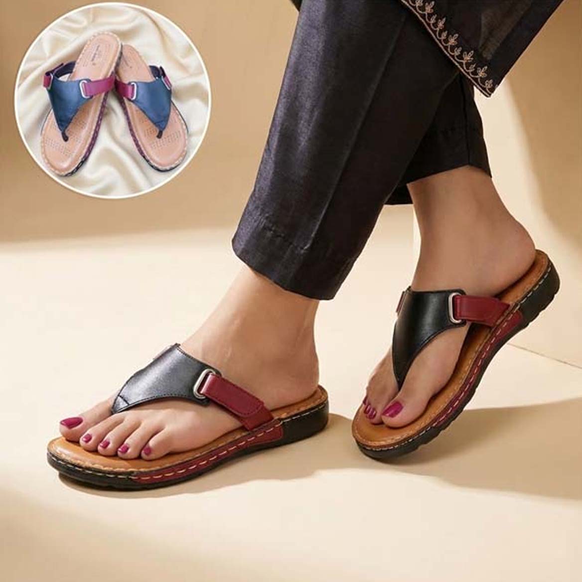 Arampoth Leather Doctor Sandal। Most Soft and Comfort। Relief foot pain and heel pain। 100% Genuine Leather Guaranteed ।
